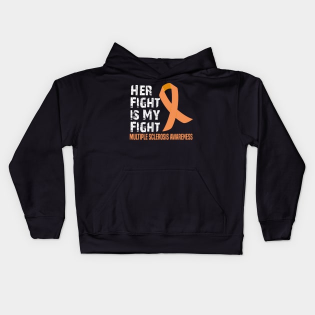 Her Fight is My Fight Multiple Sclerosis Awareness Kids Hoodie by mdr design
